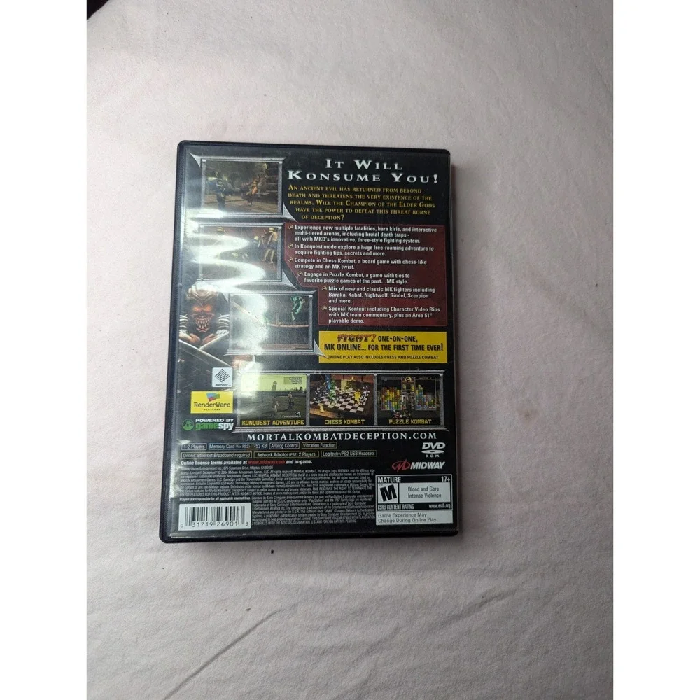 Mortal Kombat: Deception (Sony PlayStation 2,‎ 2004) Video game and manual